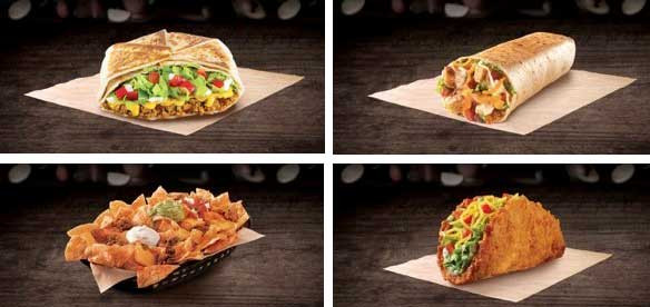 Taco Bell Indonesia’s flagship Jakarta store offers everything from (clockwise from top left) the Crunchwrap Supreme, Grilled Stuft Burrito, Naked Chicken Taco and Loaded Nachos.