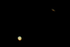 Jupiter (below) and Saturn (above) are pictured on the sky during the closest visible conjunction of them in 400 years, in La Linea de la Concepcion, southern Spain, on December 21, 2020. 