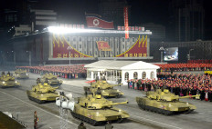 This picture taken on Jan. 14, 2021 and released from North Korea's official Korean Central News Agency (KCNA) on Jan.15 shows a military parade celebrating the 8th Congress of the Workers' Party of Korea (WPK) in Pyongyang.
