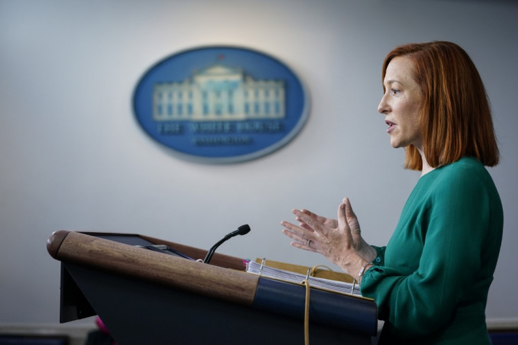 White House Press Secretary Jen Psaki speaks during a daily press briefing at the White House on January 25, 2021 in Washington, DC. Later on Monday afternoon, President Joe Biden will sign an executive order aimed at boosting American manufacturing and strengthening the federal government's 