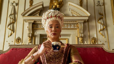 Actor Golda Rosheuvel in her role as Queen Charlotte in the Netflix series Bridgerton.