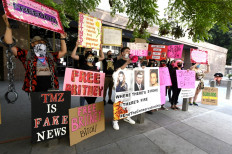 In this photo taken on September 16, 2020 Supporters of Britney Spears end the conservatorship court case attend the #FreeBritney Protest outside Los Angeles Courthouse.