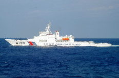 China's Haijing 2502 patrol boat sails into waters near the disputed Senkaku islands, in the East China Sea on November 6, 2016. Japan protested to China after four Chinese vessels entered the waters surrounding the islets, called the Senkaku in Japan and the Diaoyu in China, around 10:00 am local time (0100 GMT), according to Japan Coast Guard.