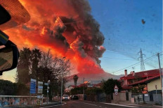 Mount Etna, the most active volcano in Europe in Southern Italy, erupted on Feb. 16, spewing smoke and ashes.