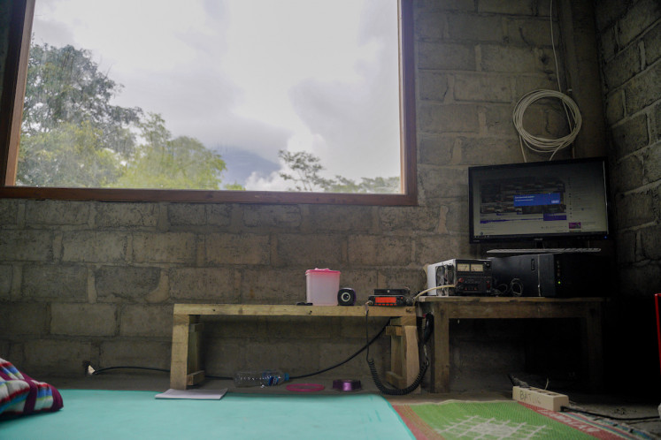 A view of Mount Merapi from inside Posko Induk Balerante's headquarters 