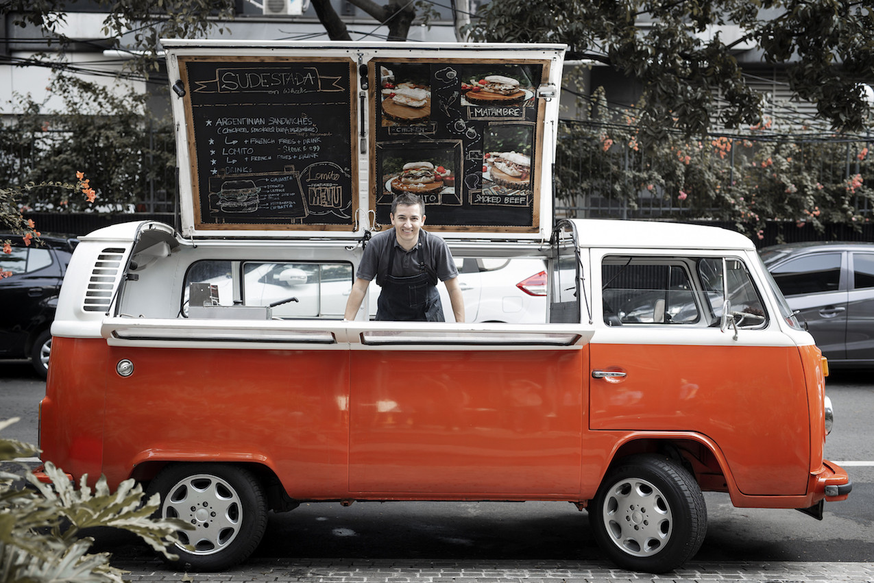 Victor Taborda, Executive Chef of Sudestada Argentinean Grill, manning the Sudestada Food Truck. 
