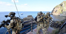 This handout photo taken on August 25, 2019 and provided by South Korean Navy shows South Korean Navy's special forces participating in a military drill re-named 
