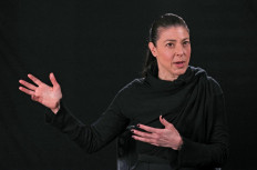 Leader of the Israeli Labour Party (HaAvoda) Merav Michaeli poses for a photo session during an interview with Agence France-Presse (AFP) at the party's headquarters in Tel Aviv on March 1, 2021.