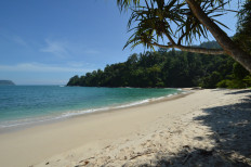 Green Bay Beach in the Meru Betiri National Park in Banyuwangi, East Java, is seen in this photo taken on Feb. 16, 2021. The beach is one of several tourist destinations located within the protected conservation area.