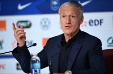 French national football team coach Didier Deschamps holds a press conference in Paris on March 18, 2021 to announce the squad list for the upcoming 2022 World Cup qualifying matches.