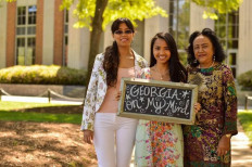 Novita Ikasari (left) poses with her daughter (center) and mother in Atlanta, Georgia, where a series of mass shootings on March 16, 2021 claimed eight lives, six of them Asian. The 45-year-old now carries pepper spray and is accompanied by friends whenever she goes out.