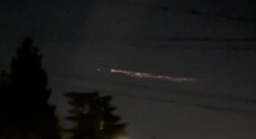 A display of light streaming across the sky over the Pacific Northwest was thought to be a space debris from SpaceX rocket.
