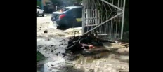 A screen grab from a viral video purporting to show the scene of an explosion in Makassar, South Sulawesi on March 28, 2021.