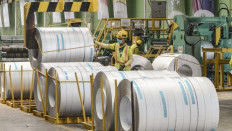 Quality control: A steel factory worker in Cikarang industrial estate inspects product quality in Bekasi, West Java on Oct. 4, 2019.