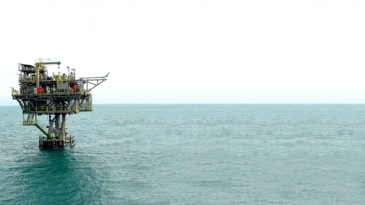 An oil and gas rig in the Offshore North West Java (ONWJ) Block operated by state-owned company Pertamina in an undated picture.