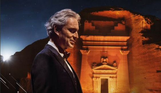 Italian tenor Andrea Bocelli delivered his world-first performance from the UNESCO World Heritage Site Al-Hajar in Al-Ula. 
