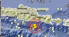 A map provided by the Meteorological, Volcanology and Geophysics Agency (BMKG) shows the epicenter of magnitude 6.0 quake.