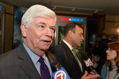 Chairman and CEO of the MPAA Senator Chris Dodd attends the screening of THE FINEST HOURS on January 28, 2016 in Boston, Massachusetts.