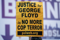 NEW YORK, NY - APRIL 20: People take to the streets following the verdict in the Derek Chauvin trial on April 20, 2021 in New York City. The former Minneapolis police officer was found guilty today on all three charges he faced in the death of George Floyd last May. 