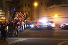 Black Lives Matter activists confront Columbus Police outside of Columbus Police headquarters during a protest in reaction to the shooting of Makiyah Bryant on April 20, 2021 in Columbus, Ohio. Columbus Police Shot and killed Makiyah Bryant, 16 years old, on April 20, 2021 sparking outrage from the community. 