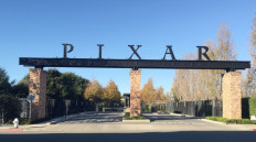 The gates to Pixar's campus is seen in Emeryville, California, on November 29, 2016. 