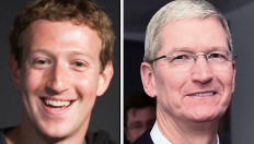This combination of file photo s shows (left-right): Facebook CEO Mark Zuckerberg and Apple CEO Tim Cook. 
