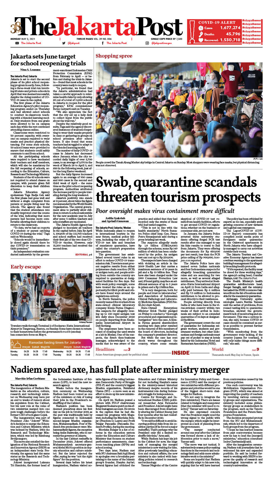 Frontpage - Mon, May 3, 2021 - The Jakarta Post