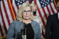 WASHINGTON, DC - APRIL 20: Rep. Liz Cheney (R-WY) speaks during a press conference following a House Republican caucus meeting on Capitol Hill on April 20, 2021 in Washington, DC. The House Republican members spoke about the Biden administration's immigration policies and the coronavirus pandemic.