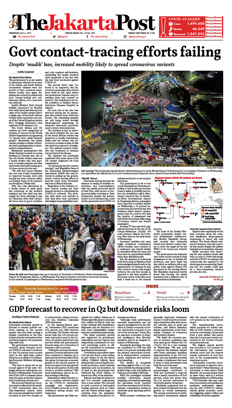 Frontpage Thu May 6 21 The Jakarta Post