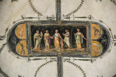 A picture shows a detail in the Loggia Mattei, a Renaissance building on the Palatino Hill in the Ancient Roman Forum (Foro Romano), during a press exhibition in central Rome, Italy, on July 13, 2017. The Loggia Mattei is a building built on the hill during the Renaissance upgrading of the 15th and 16th centuries, at the top of the Palatine hill, between Domus Flavia and the Stadio.