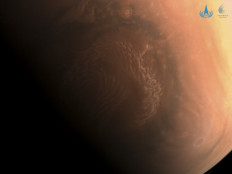 This undated handout photo released on March 3, 2021 by the China National Space Administration (CNSA) shows an image of Mars captured by China's Mars probe Tianwen-1. 