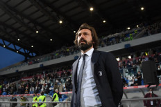 Juventus' Italian coach Andrea Pirlo looks on prior to the final of the Italian Cup (Coppa Italia) football match Atalanta vs Juventus on May 19, 2021 at the Citta del Tricolore stadium in Reggio Emilia.