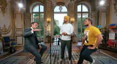 YouTube success: French YouTubers McFly and Carlito meeting with French president Emmanuel Macron. They succeeded in garnering more than 10 million views for a video promoting social distancing measures during the pandemic.
