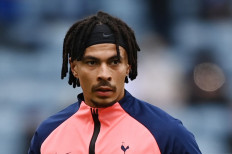 Tottenham Hotspur's English midfielder Dele Alli warms up for the English Premier League football match between Leicester City and Tottenham Hotspur at King Power Stadium in Leicester, central England on May 23, 2021.