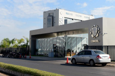 View of the South American Football Confederation (Conmebol) headquarters in Luque, Paraguay, on May 14, 2021.