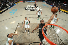 Harden fires as 'Big Three' lead Nets past Celtics