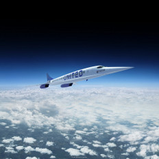This undated artist rendering released by Boom Supersonic shows the company's supersonic airplane with the United Airlines logo. United Airlines announced plans on June 3, 2021, to buy 15 planes from airline startup Boom Supersonic in a move that could revive the high-speed form of air travel. Under the commercial agreement, United would purchase Boom's 