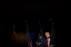 Former US President Donald Trump addresses the NCGOP state convention on June 5, 2021 in Greenville, North Carolina. The event is one of former US President Donald Trumps first high-profile public appearances since leaving the White House in January. 