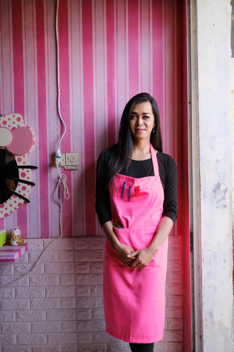 Against stigma: Natashya Alma, 36, established 'Blossom', a beauty parlor, in Denpasar, Bali. She is one of the few Indonesian trans women who has started a business despite the stigma against them.