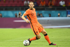 Netherlands' defender Daley Blind controls the ball during the UEFA EURO 2020 Group C football match between the Netherlands and Ukraine at the Johan Cruyff Arena in Amsterdam on June 13, 2021.
