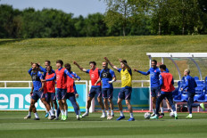 England's players take part in a training sesssion at St George's Park on June 15, 2021 during the UEFA EURO 2020 European Football Championship.