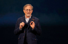 Director Steven Spielberg speaks during an Apple special event at the Steve Jobs Theater in Cupertino, California, U.S. 