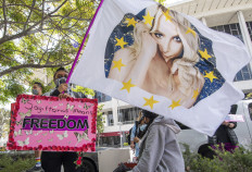 In this file photo taken on April 27, 2021 supporters of the FreeBritney movement rally in support of musician Britney Spears following a conservatorship court hearing in Los Angeles, California. She scored a victory in her bid to end her father's control of her affairs Wednesday, as a judge ruled she could appoint her own lawyer to help end a guardianship that the pop superstar slammed as "cruelty."
