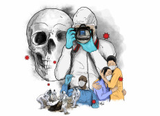 Frontline duty: Photographer Joshua Irwandi said his award-winning photo was meant to draw attention to the hard work done by medical workers on the front lines of the world’s fight against the COVID-19 pandemic.