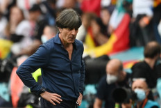 Germany's coach Joachim Loew reacts during the UEFA EURO 2020 round of 16 football match between England and Germany at Wembley Stadium in London on June 29, 2021. 