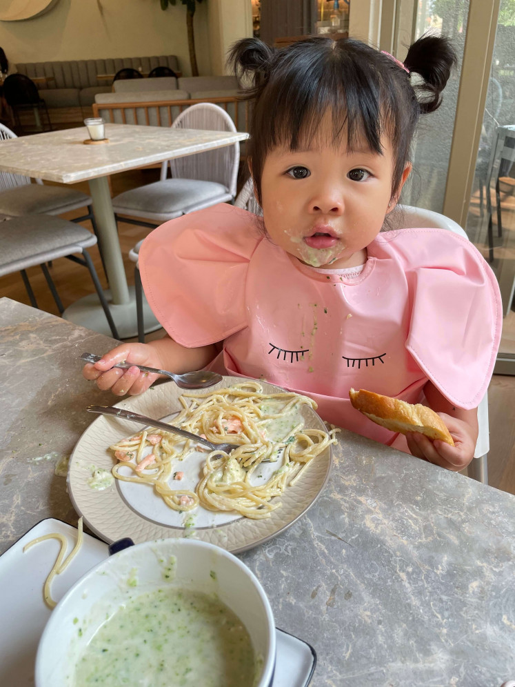 Bonding through food: Eileen's mother Ella Setiamiharja says that one of the reasons she was drawn to baby-led weaning (BLW) was that it encourages infants to eat at the table with the rest of the family.