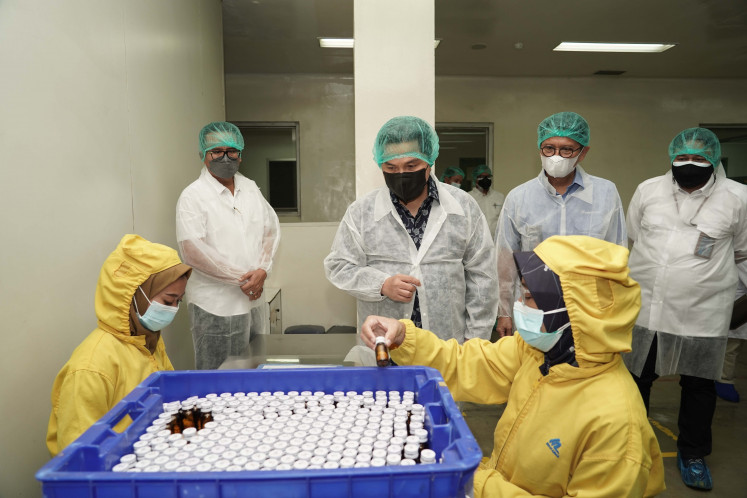 State-owned enterprises (SOEs) minister  Erick Thohir visited state-owned pharmaceutical company PT Indofarma as the company started producing Ivermectin to meet COVID-19 drugs demand on June 21 2021 in West Cikarang, Bekasi, West Java. 