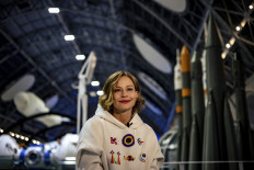 This picture taken on June 4, 2021 shows Russian actress Yulia Peresild posing during an interview with AFP in Moscow. On October 5, one of Russia's most celebrated actresses, 36-year-old Yulia Peresild is blasting off to the International Space Station (ISS) with film director Klim Shipenko, 38.