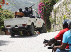 Police patrol outside the Embassy of Taiwan in Port-au-Price on July 9, 2021, after 11 suspected assassins of Haitian President Jovenel Moise broke into its embassy in an attempt to flee but were later apprehended by police. Joanne Ou, a spokesperson for Taiwan's Ministry of Foreign Affairs, said the embassy was closed 
