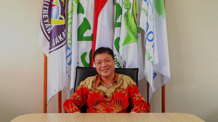 Promising market: Susianto Tseng, a medical doctor and president of the Indonesian Vegetarian Society and Vegan Society Indonesia (IVS-VSI), has noted growth in the market for plant-based foods in Indonesia.